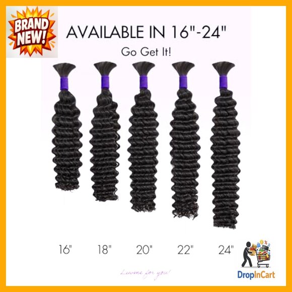 Human Hair Braiding Extensions Deep Wave 18 Inch 100g Boho Braids No Weft